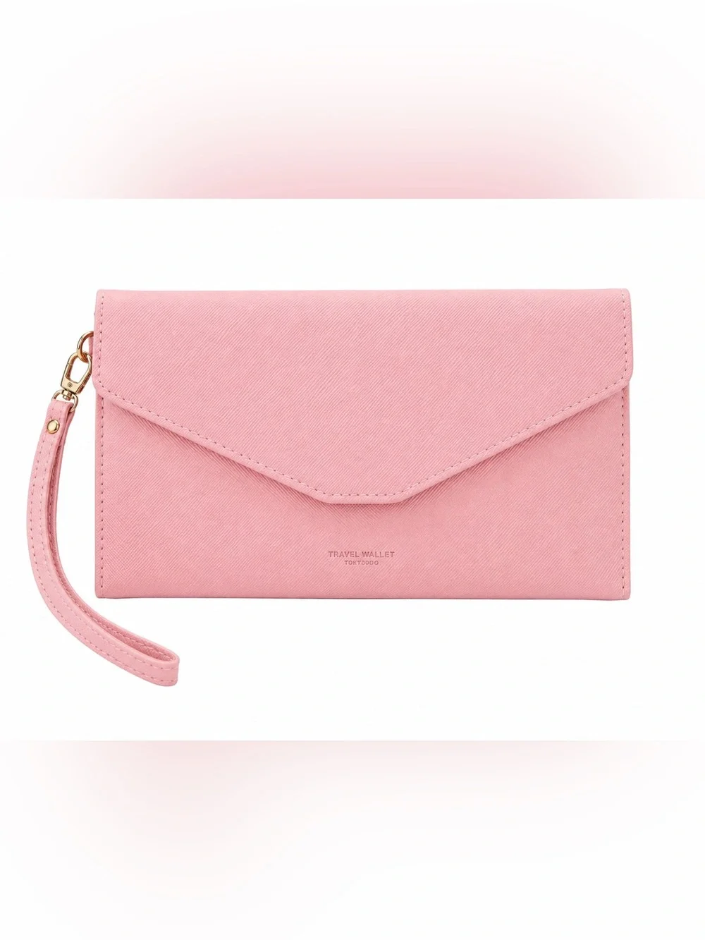 Pink Envelope Wallet Wristlet Clutch Travel Organizer Card Holder OS